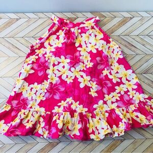 Hawaiian Aloha Pink Yellow Floral Print 3T Dress 100%Cotton Made in USA/Hawaii